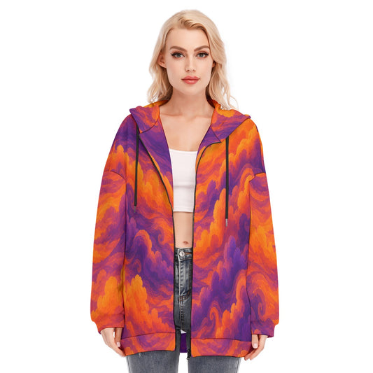 Women's Long Hoodie With Zipper Closure