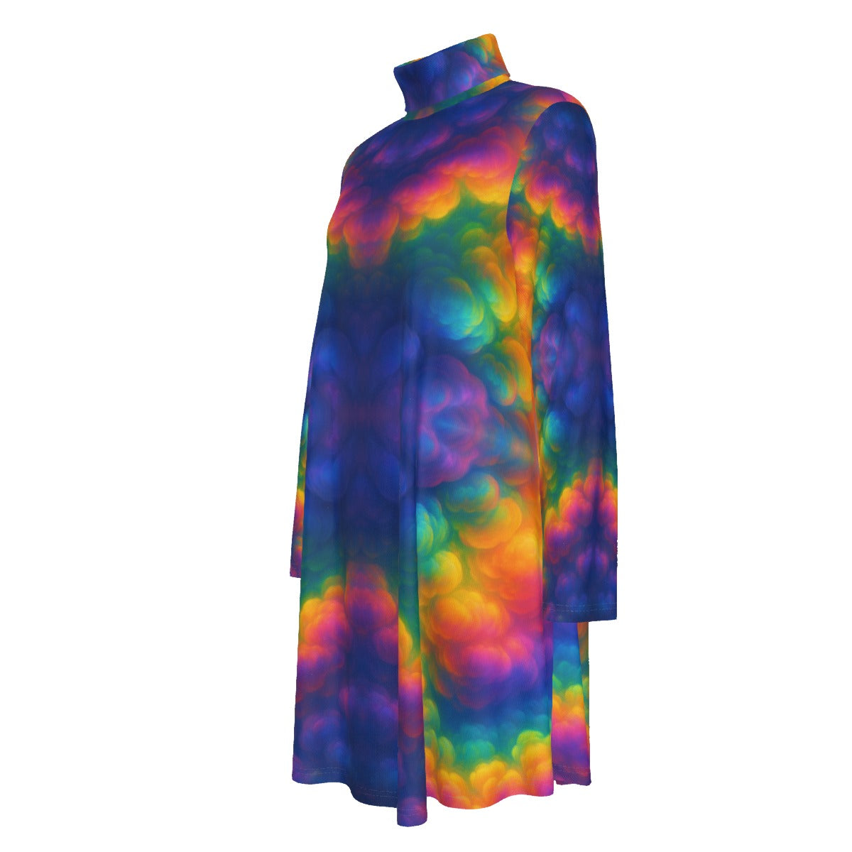 Women's High Neck Dress With Long Sleeve