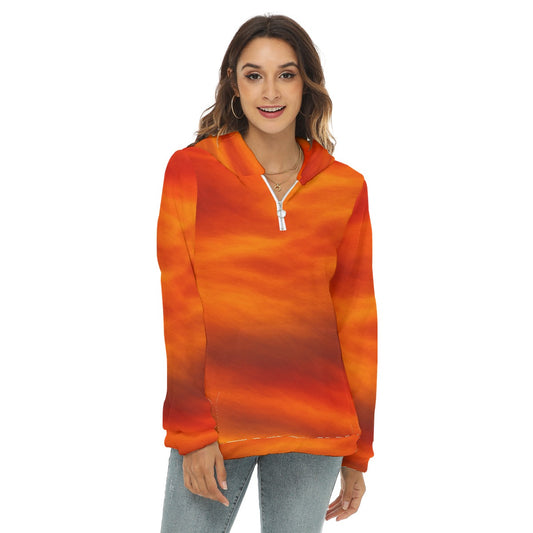 Women's Borg Fleece Hoodie With Half Zip