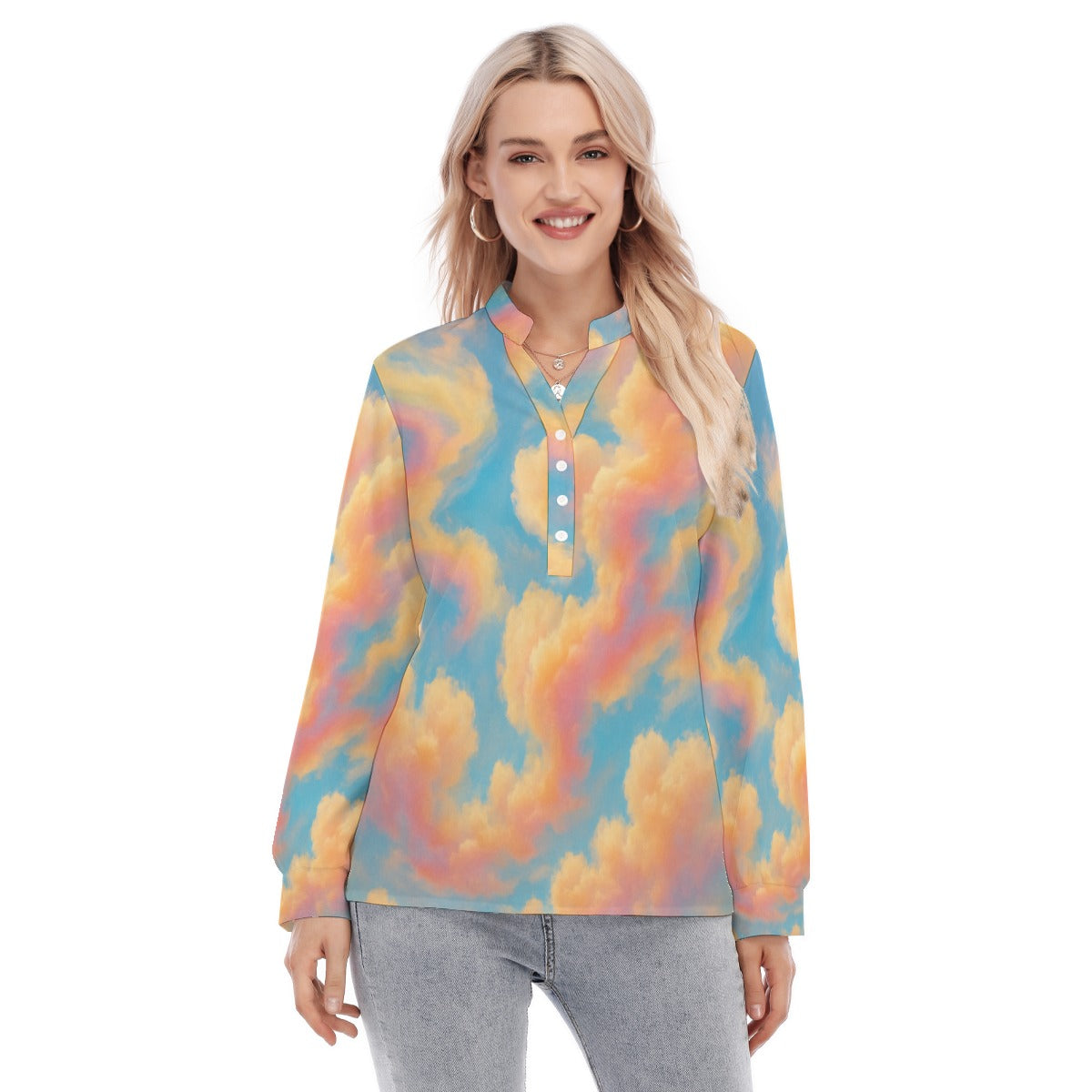 Women's Long Sleeve Blouse With Button Closure