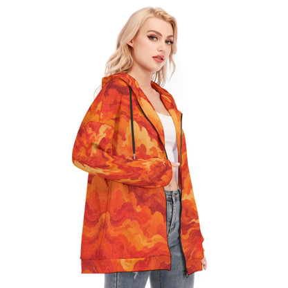 Women's Long Hoodie With Zipper Closure