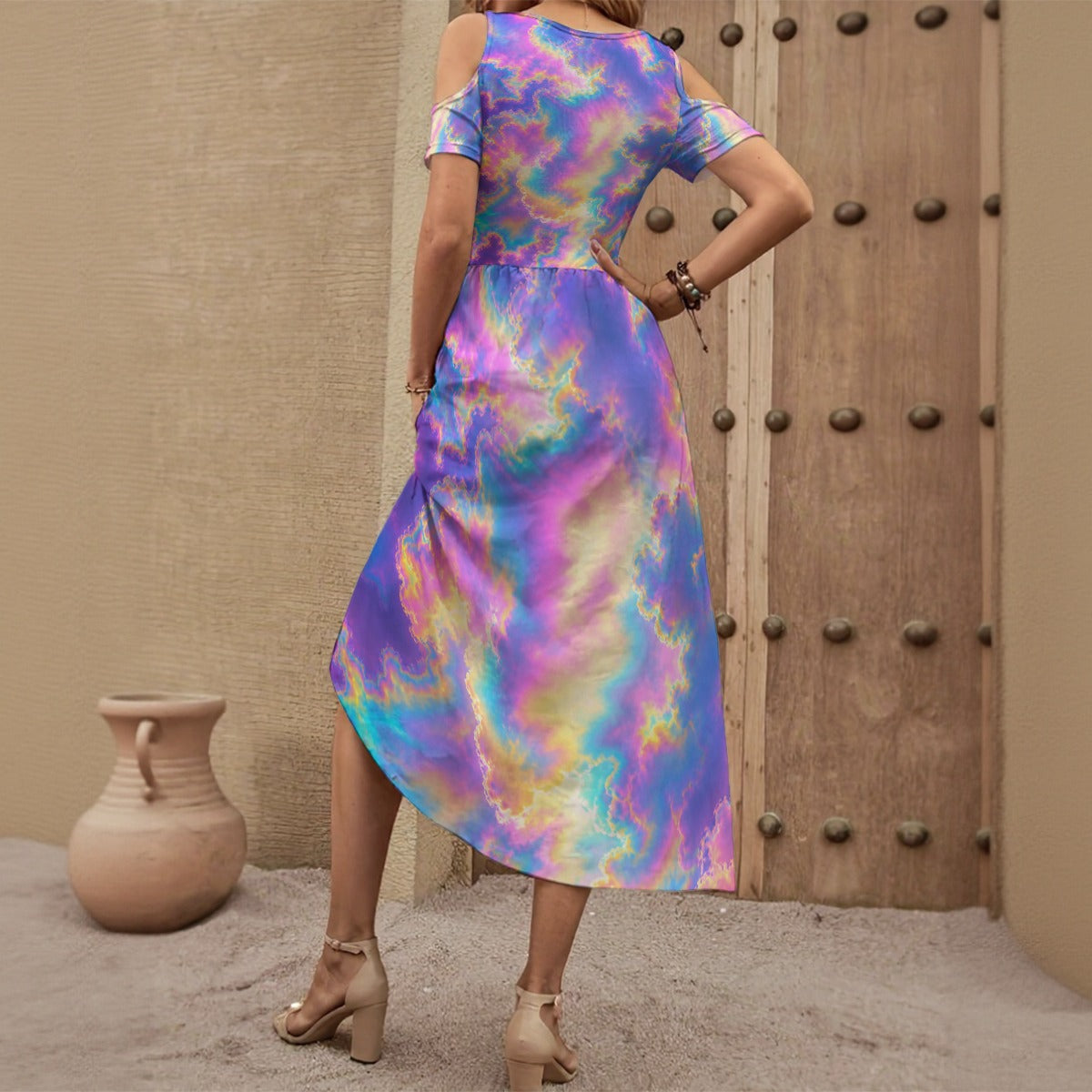 Women's V-neck Off-shoulder Dress