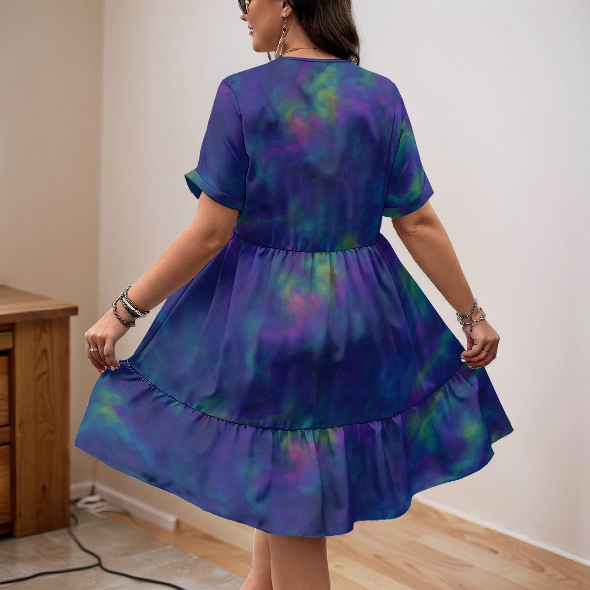 Unisex Women’s Floral V-Neck Short Sleeve Dress