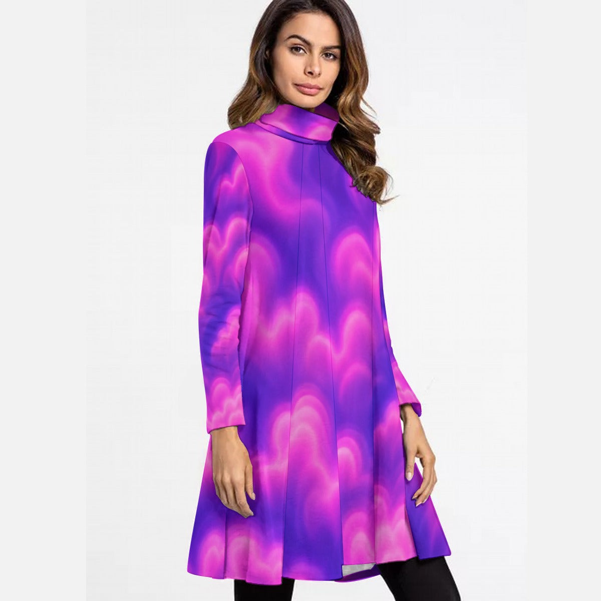 Women's High Neck Dress With Long Sleeve