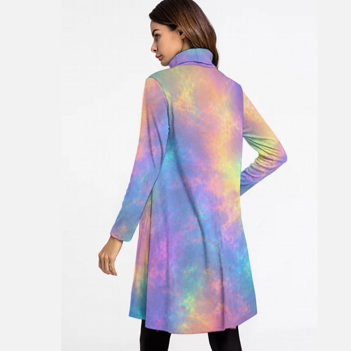 Women's High Neck Dress With Long Sleeve