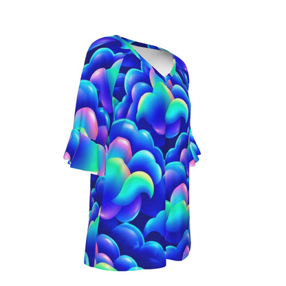 V-neck Women's T-shirt With Bell Sleeve
