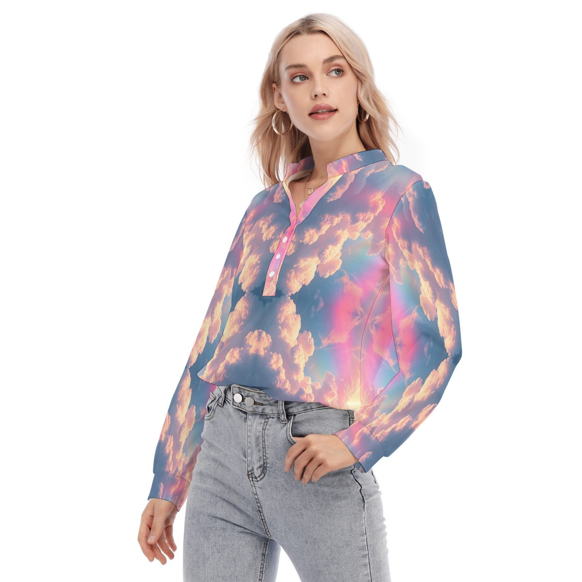 Women's Long Sleeve Blouse With Button Closure