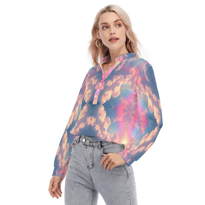 Women's Long Sleeve Blouse With Button Closure