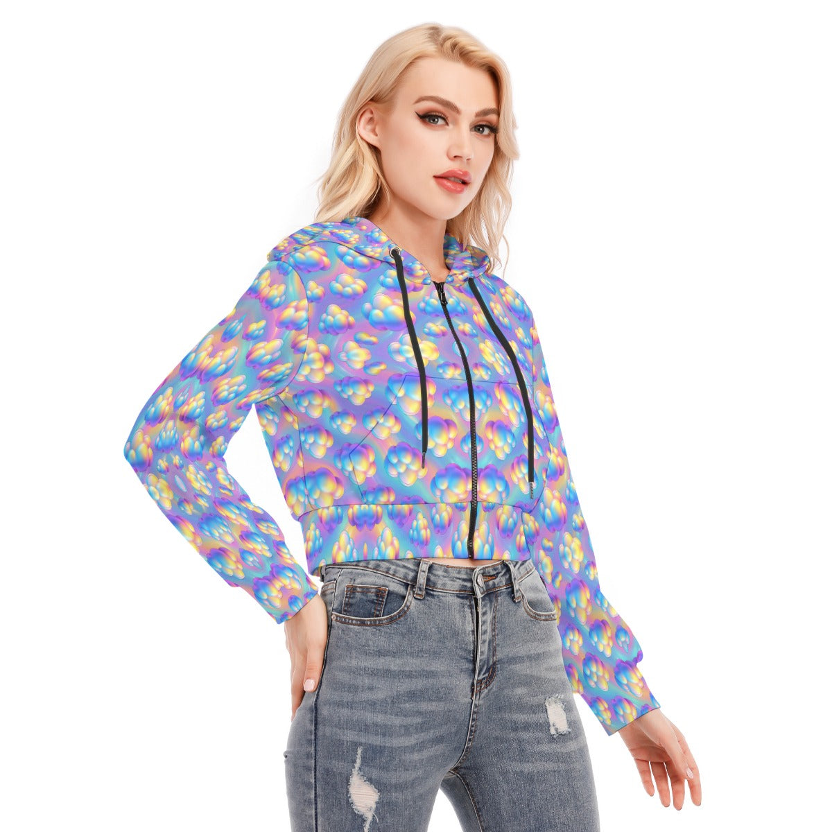 Women's Crop Top Hoodie With Zipper Closure