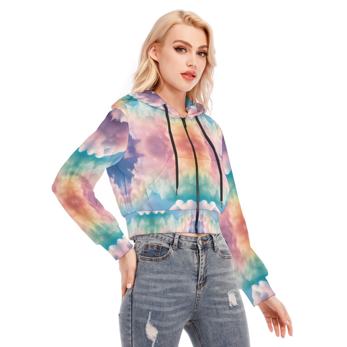 Women's Crop Top Hoodie With Zipper Closure