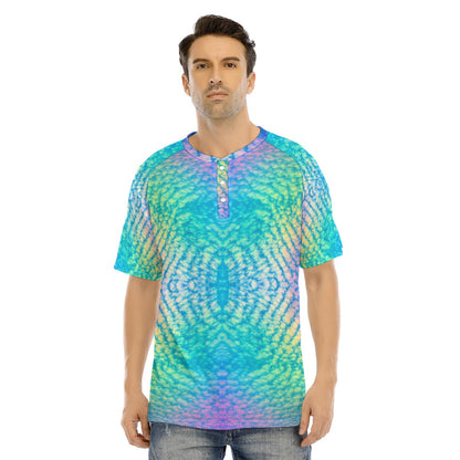Men's Raglan Sleeve T-shirt With Button Closure