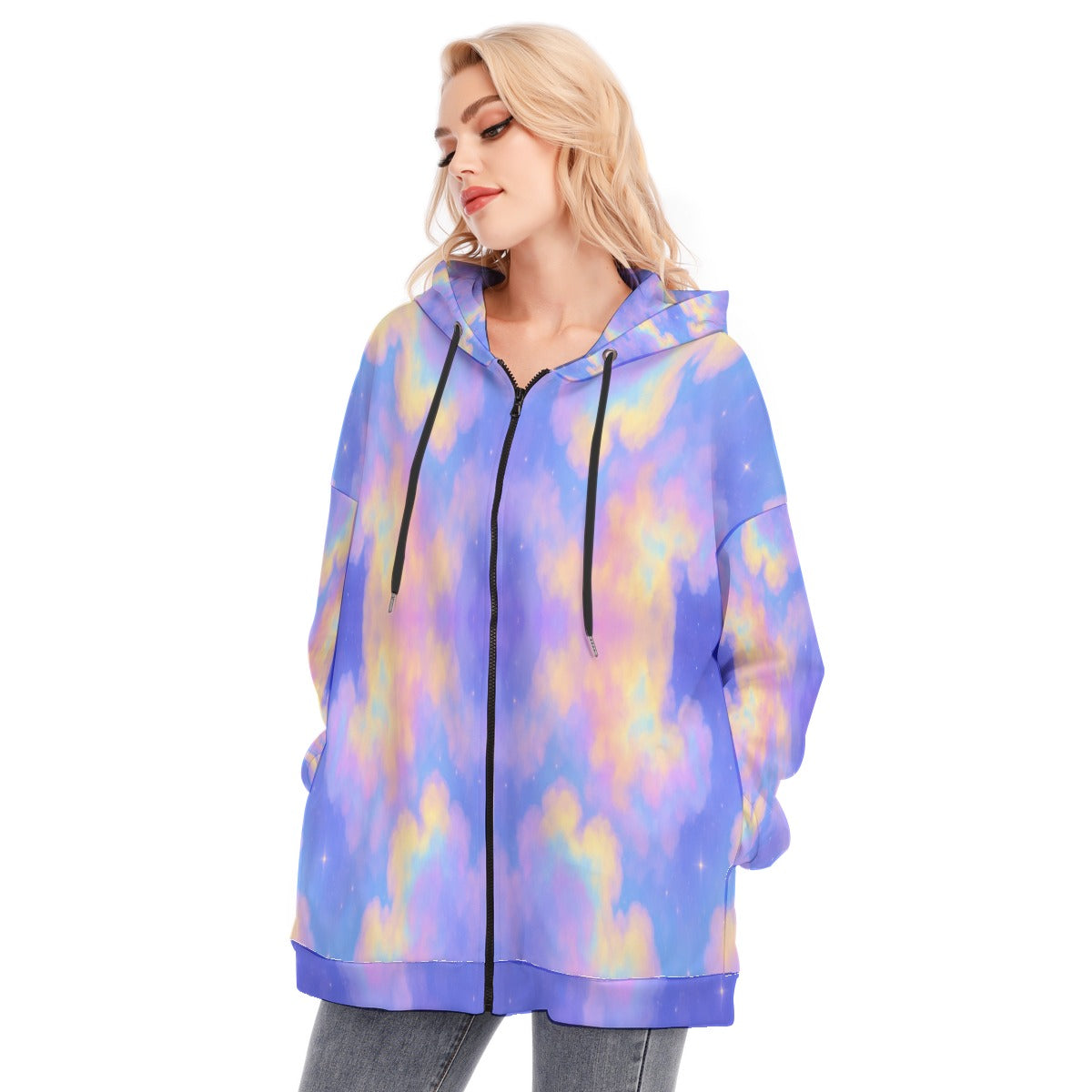 Women's Long Hoodie With Zipper Closure