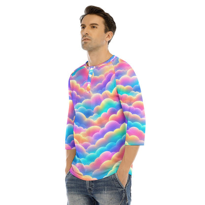Men's Bracelet Sleeve T-shirt With Button Closure - view 3