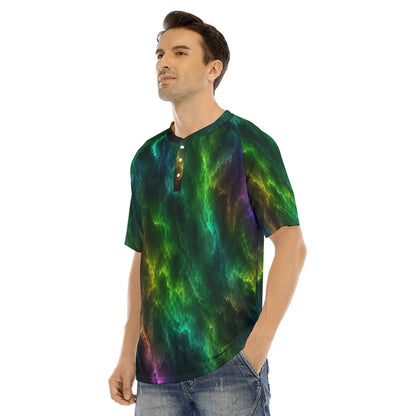 Men's Raglan Sleeve T-shirt With Button Closure