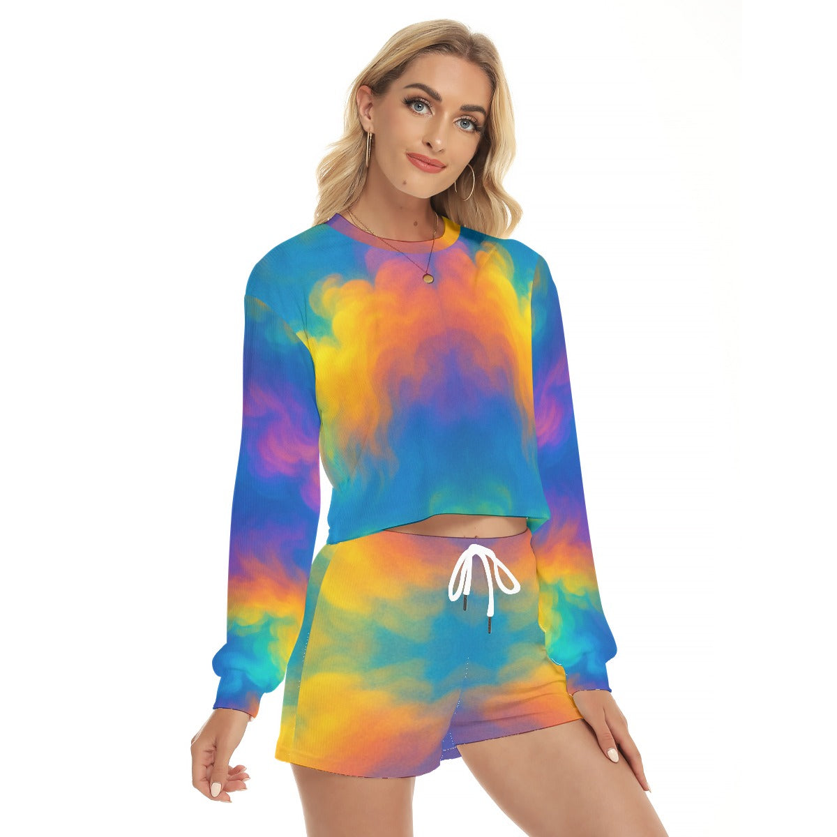 Women's Short Sweatshirt And Pants Suit