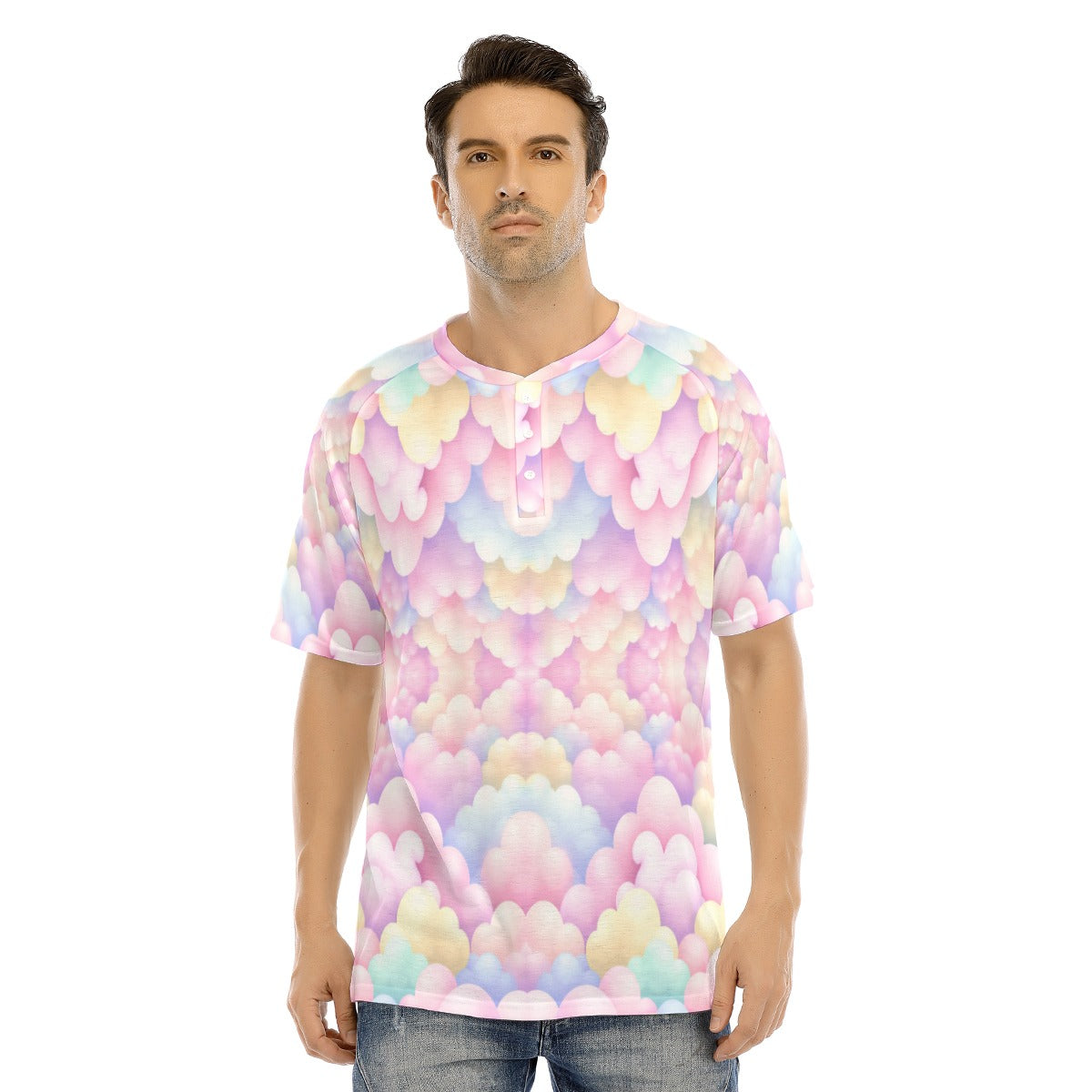 Men's Raglan Sleeve T-shirt With Button Closure
