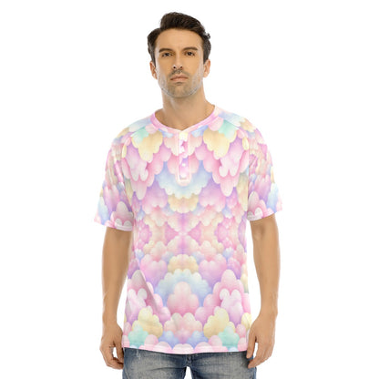 Men's Raglan Sleeve T-shirt With Button Closure