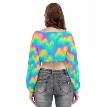 Women's V-neck Long Sleeve Cropped Sweatshirt