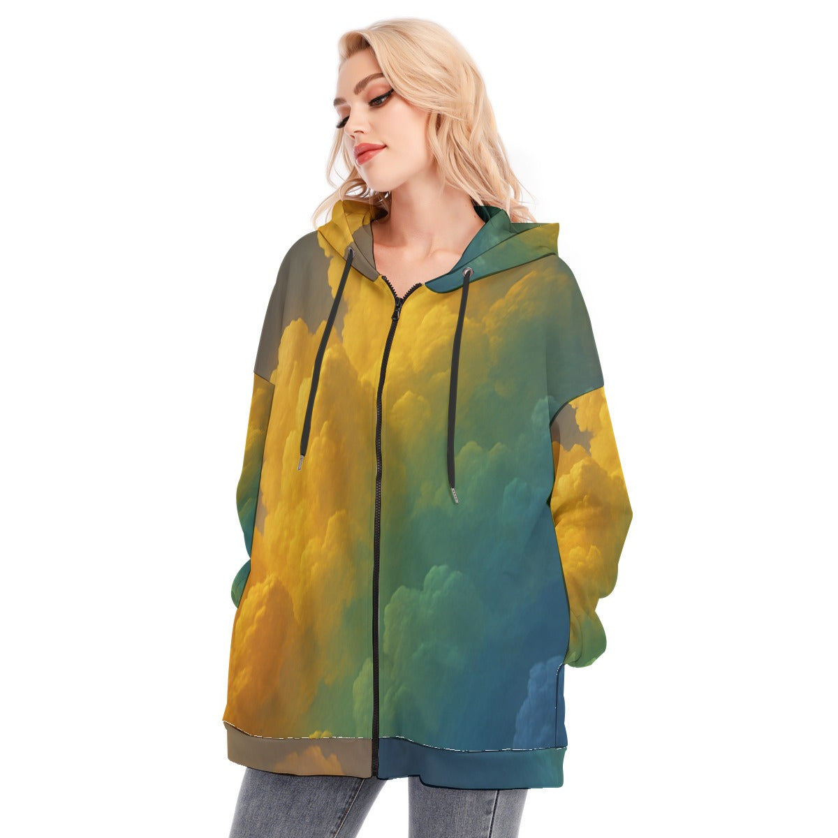 Women's Long Hoodie With Zipper Closure