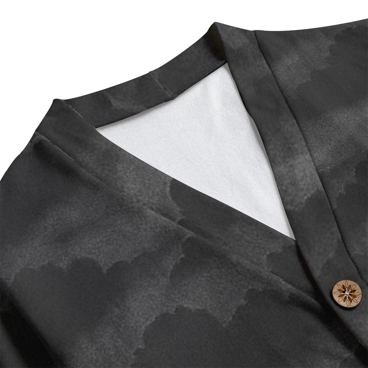 Unisex V-neck Knitted Fleece Cardigan With Button Closure