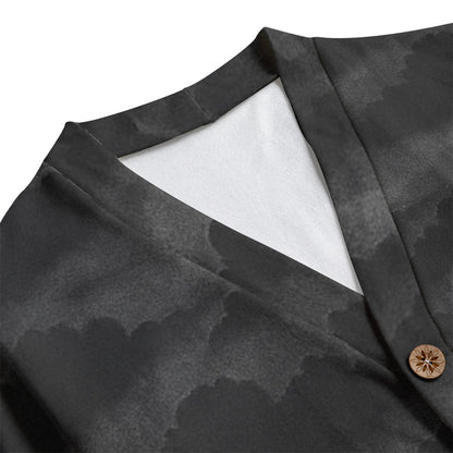 Unisex V-neck Knitted Fleece Cardigan With Button Closure