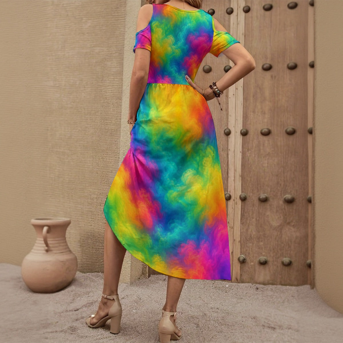 Women's V-neck Off-shoulder Dress