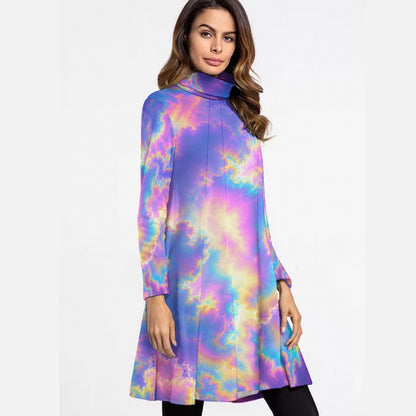 Women's High Neck Dress With Long Sleeve