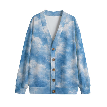 Unisex V-Neck Knitted-Fleece Button Cardigan - view 1