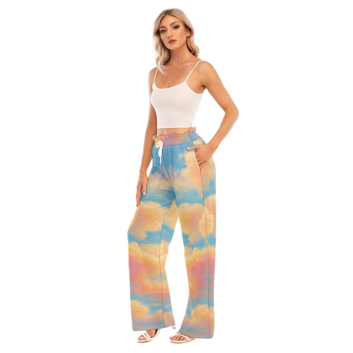 Women's Waist Fungus Edge Wide-leg Pants