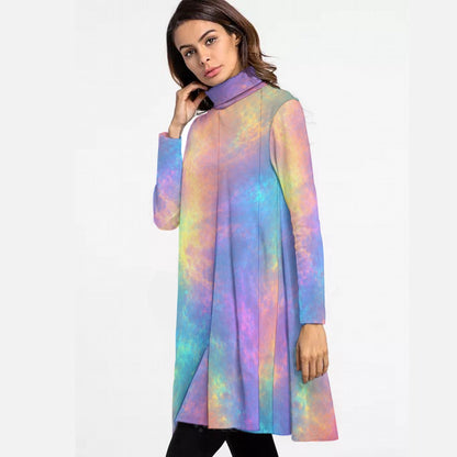 Women's High Neck Dress With Long Sleeve