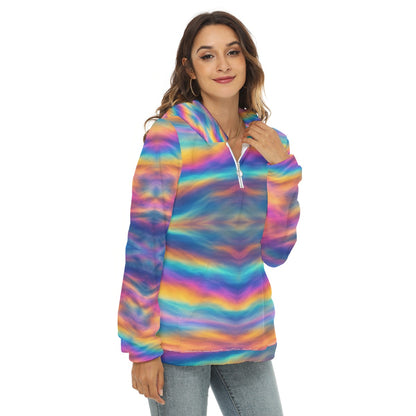 Women's Borg Fleece Hoodie With Half Zip