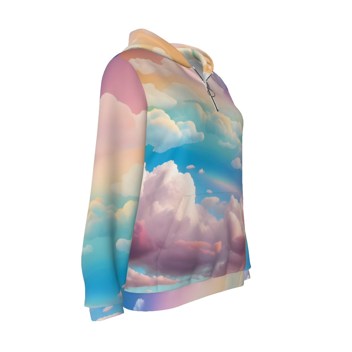 Women's Borg Fleece Hoodie With Half Zip