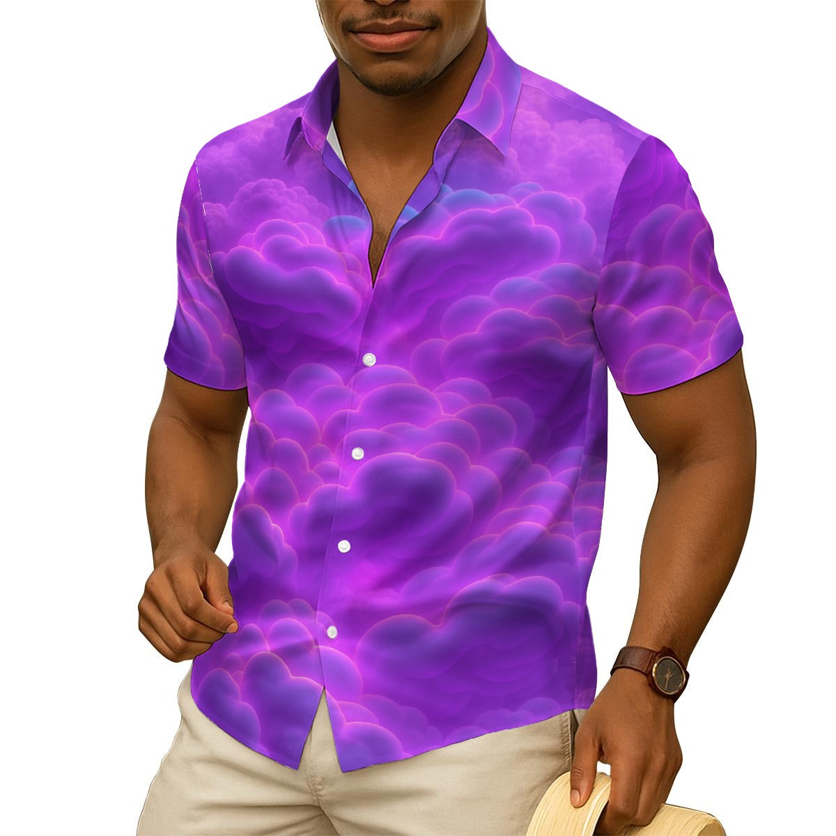 Men's Imitation Silk Short-Sleeved Shirt