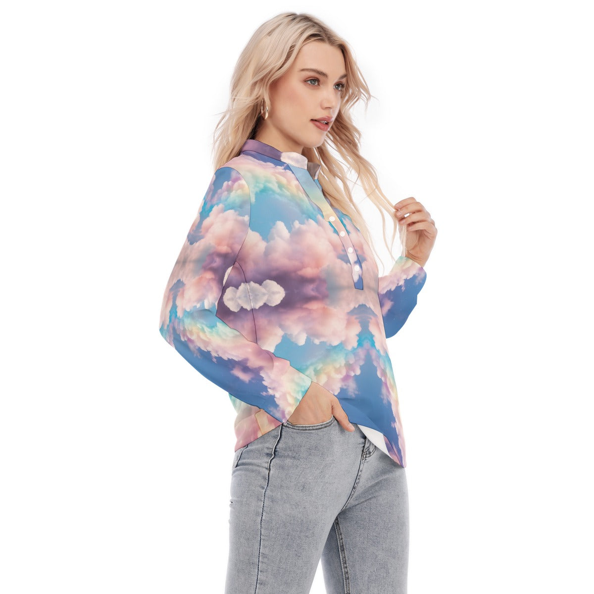 Women's Long Sleeve Blouse With Button Closure