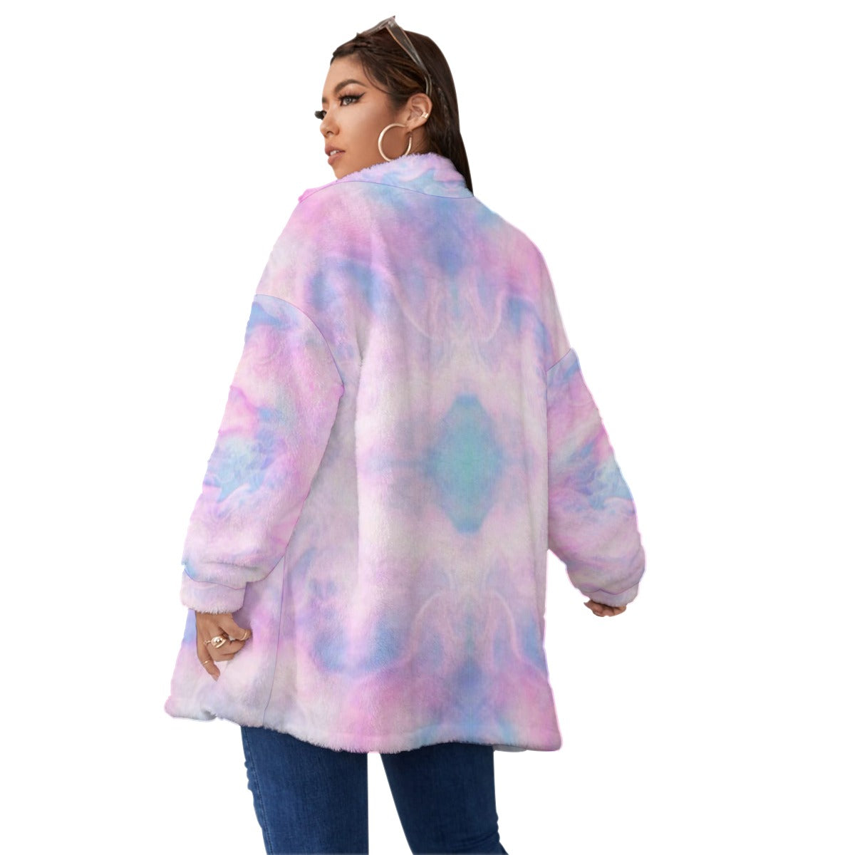 Unisex Borg Fleece Stand-up Collar Coat With Zipper Closure(Plus Size)