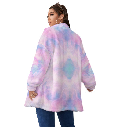 Unisex Borg Fleece Stand-up Collar Coat With Zipper Closure(Plus Size)