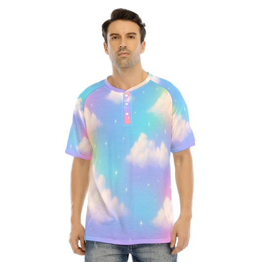 Men's Raglan Sleeve T-shirt With Button Closure