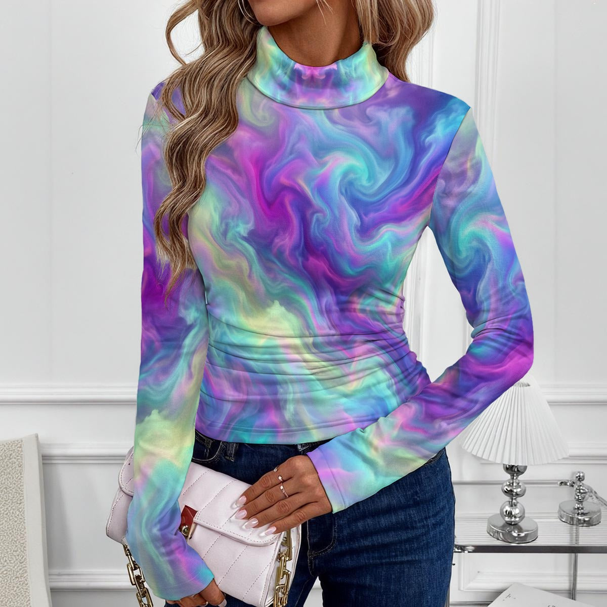 Women's Women's High-Neck Top With Long Sleeve