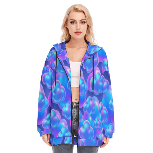 Women's Long Hoodie With Zipper Closure