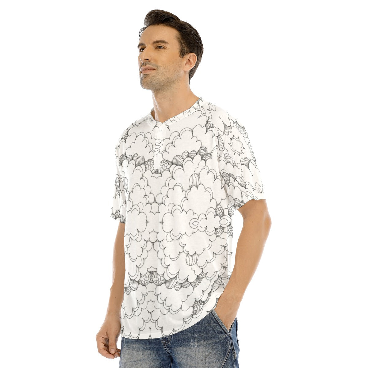 Men's Raglan Sleeve T-shirt With Button Closure