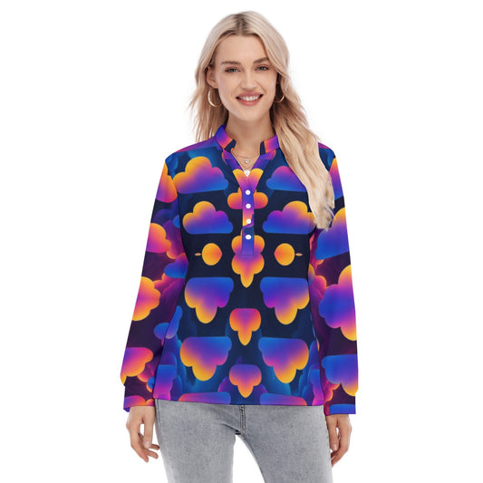Women's Long Sleeve Blouse With Button Closure