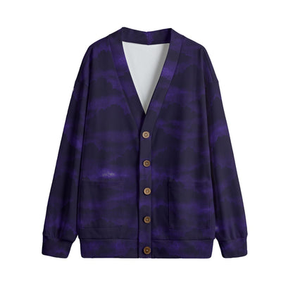 Unisex V-neck Knitted Fleece Cardigan With Button Closure