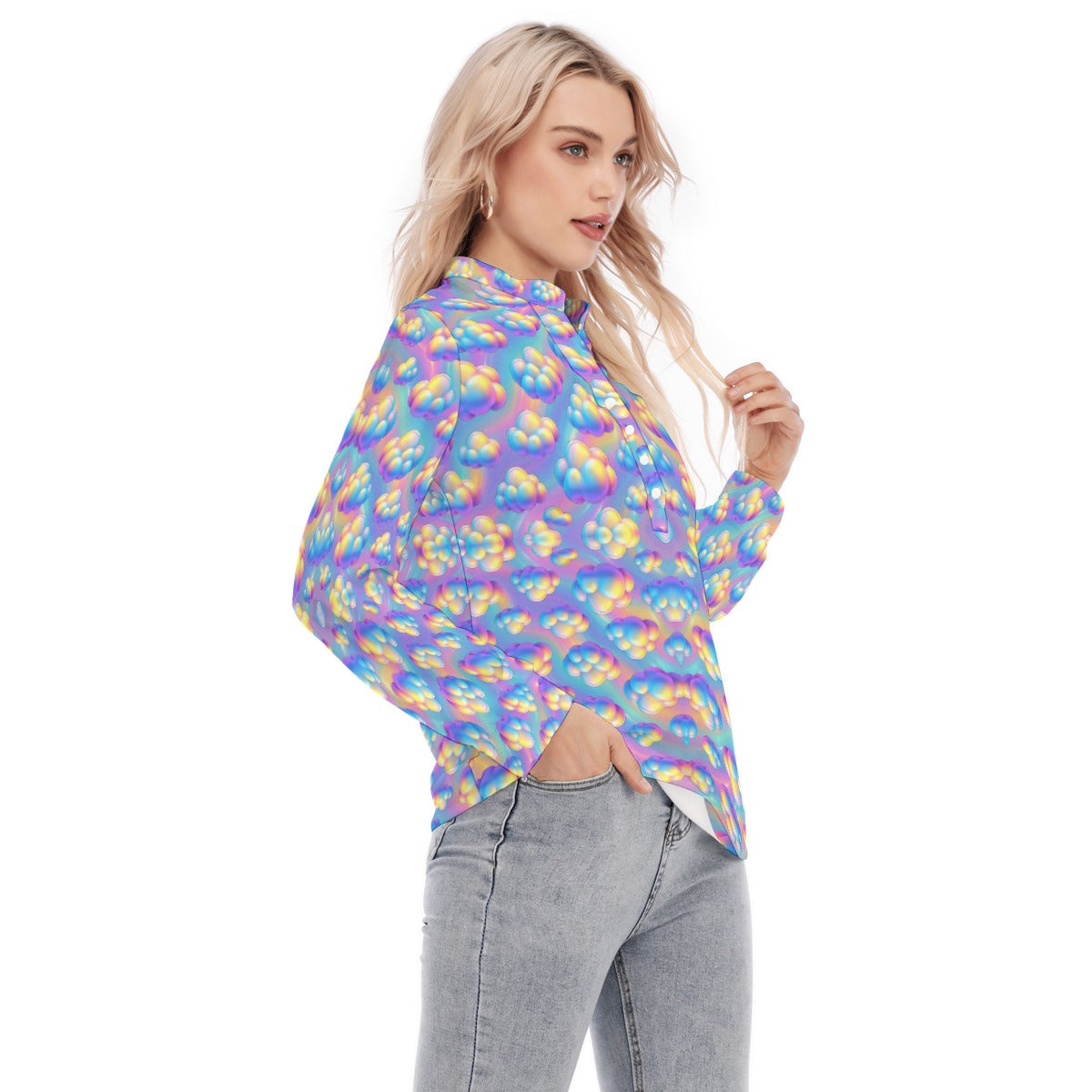 Women's Long Sleeve Blouse With Button Closure