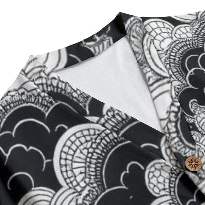 Unisex V-neck Knitted Fleece Cardigan With Button Closure