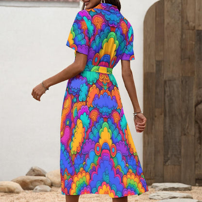 Women's Shirt Dress with Waist Tie