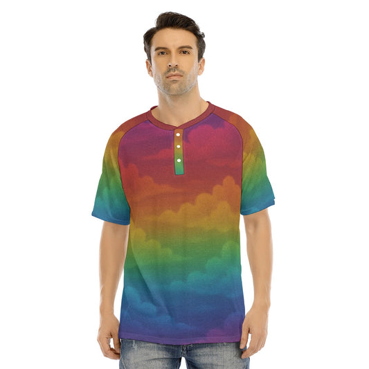 Men's Raglan Sleeve T-shirt With Button Closure