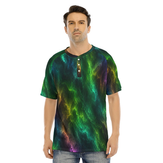 Men's Raglan Sleeve T-shirt With Button Closure