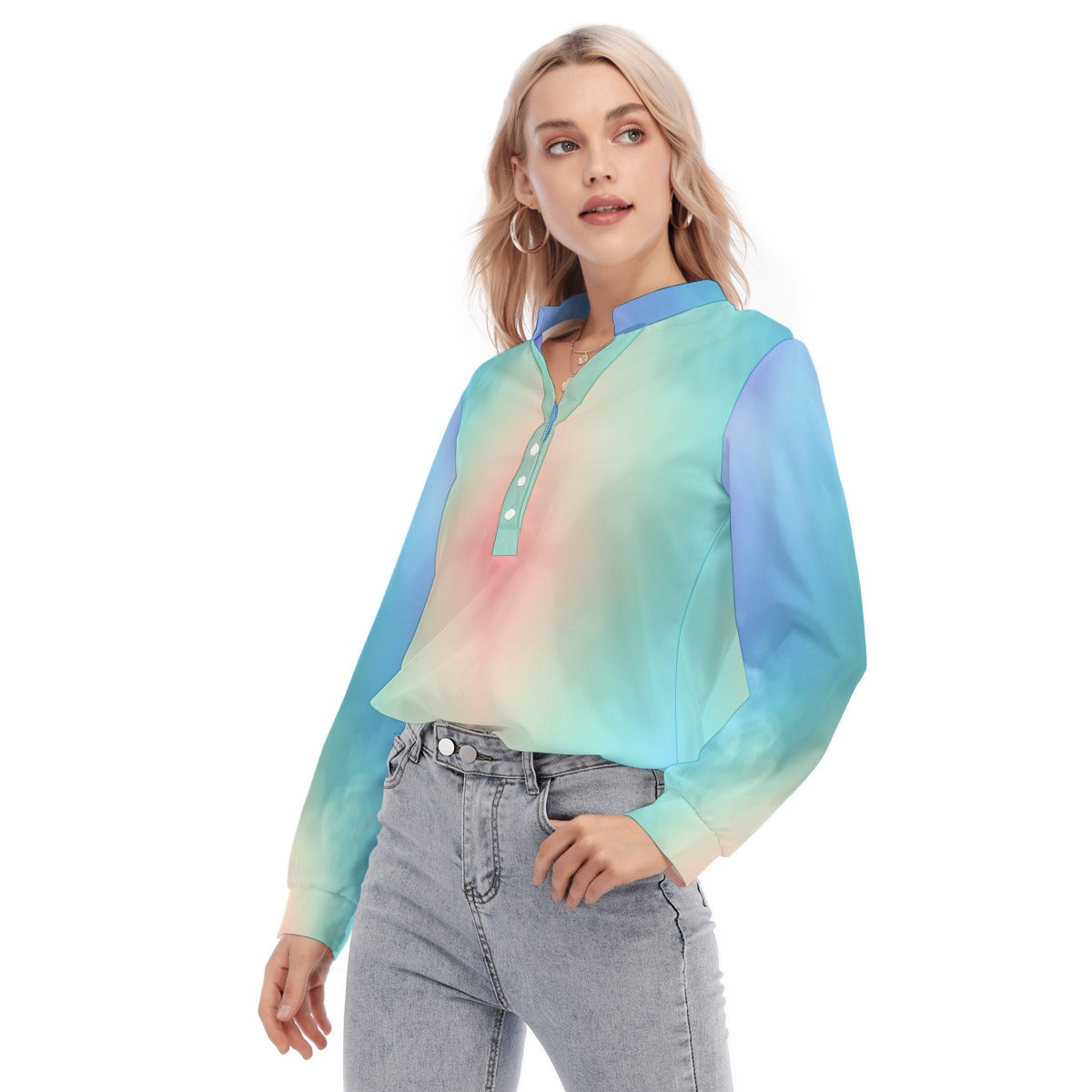 Women's Long Sleeve Blouse With Button Closure