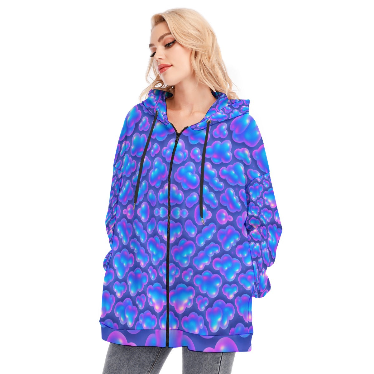 Women's Long Hoodie With Zipper Closure