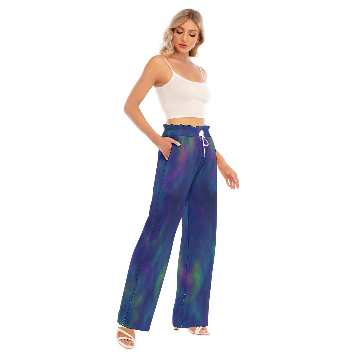 Women's Waist Fungus Edge Wide-leg Pants